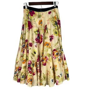The J. Peterman Company Size 4 Floral Poppy Print Full Midi Skirt